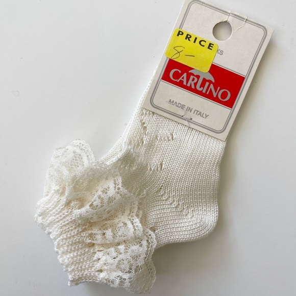 Carlino Knit Ivory Lace Ruffle Socks - Picture 2 of 3